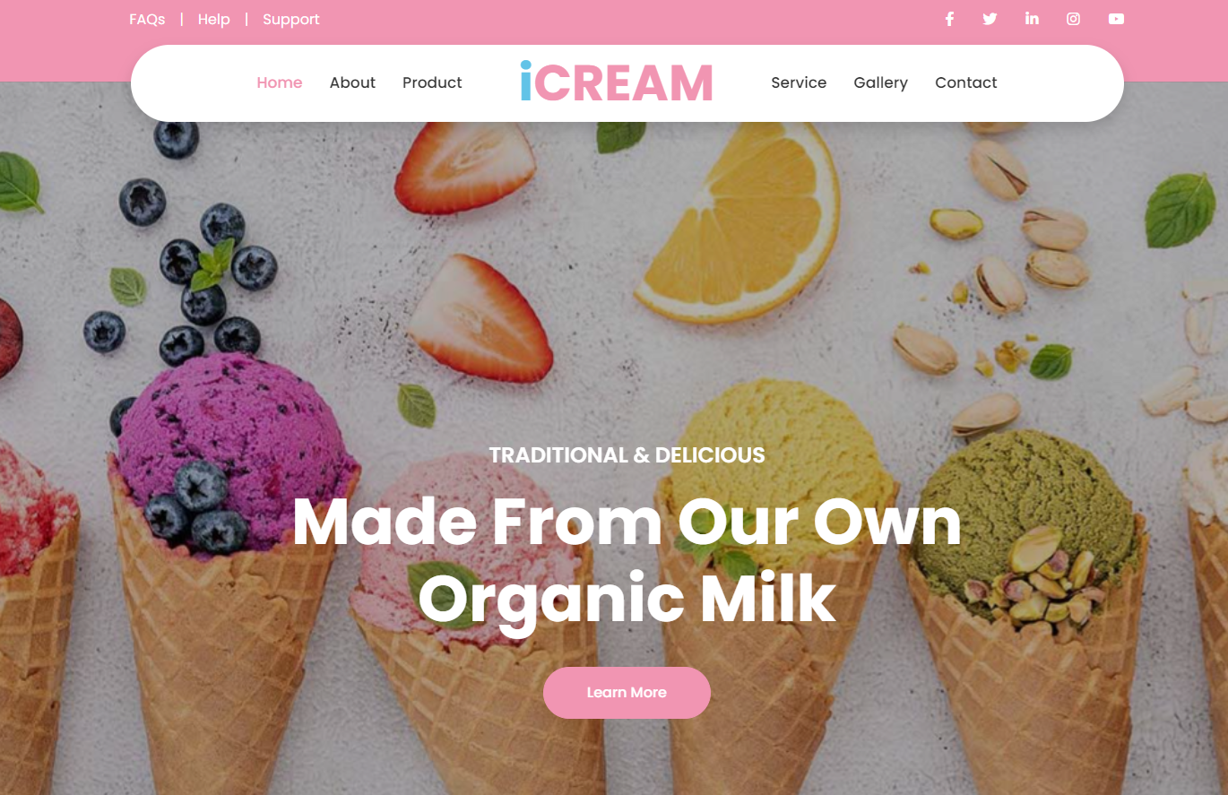 Share code giao diện web bán kem, làm đồ án HTML